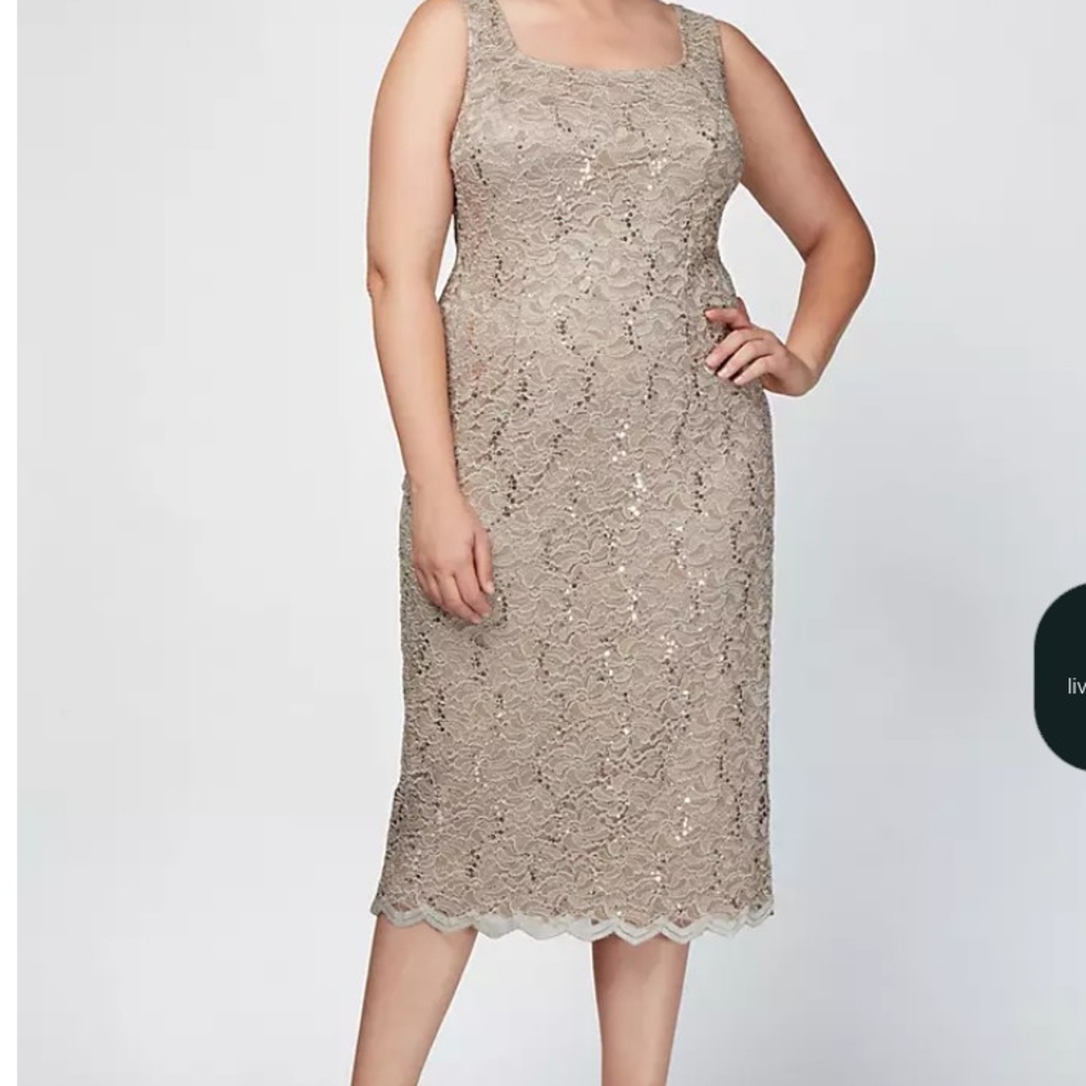 SL Fashions Gold Sequin Lace Dress